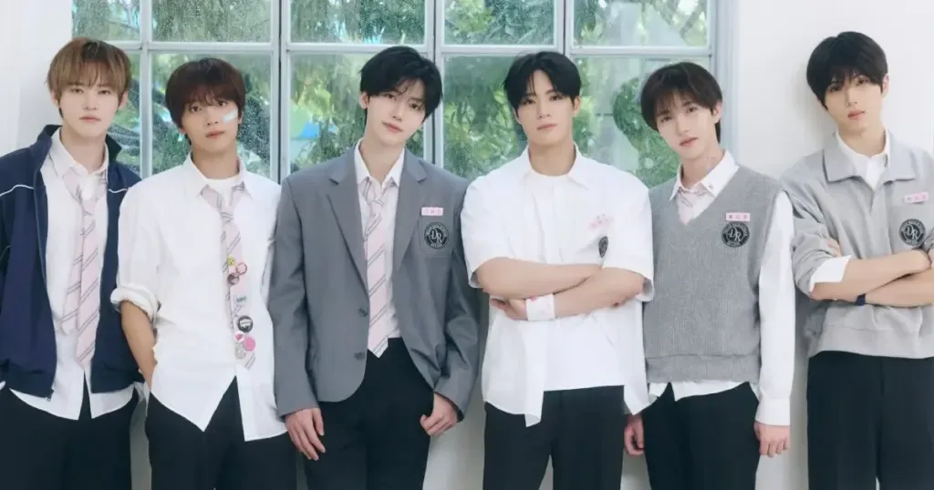 Os seis integrantes do NCT DREAM em fotografia promocional ao ar livre.
